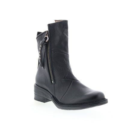 Stratford Womens Black Leather Zipper Casual Dress Boots