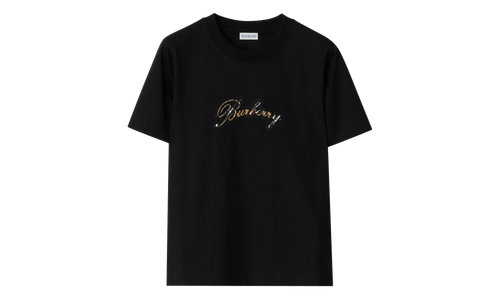 Check Cursive Logo Cotton T-Shirt WMNS "Black" 8120772