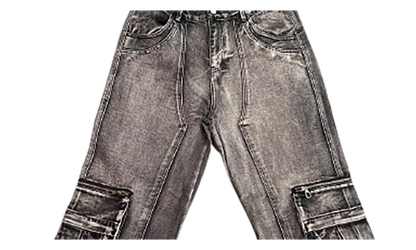 Double Knee Cargo Denim Pants "Black" VAL163