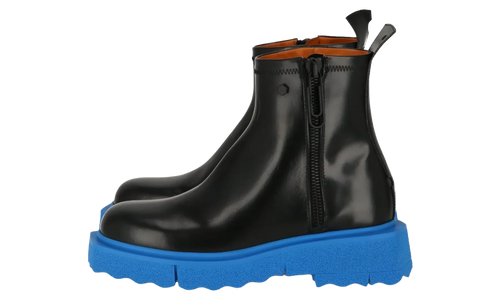 Leather Sponge Zip Boot "Black Blue" OMID004F22LEA0011045