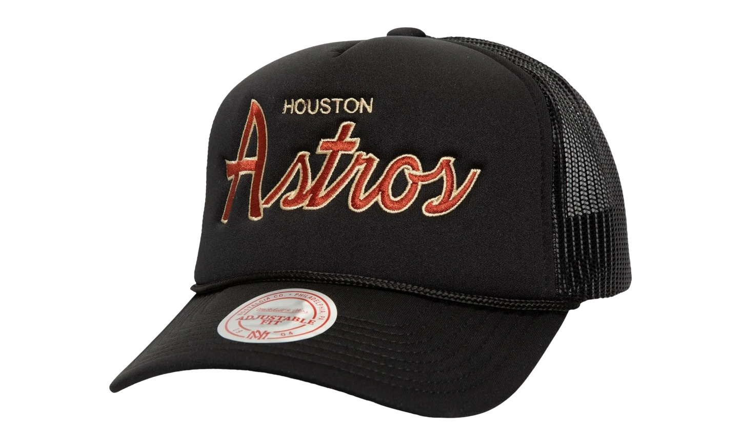 MLB Cooperstown Script Trucker Cap "Houston Astros - Black" HT8216 HASBLCK