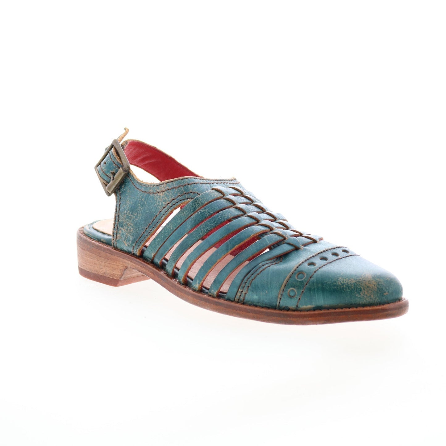Bed Stu Kennya F373171 Womens Green Leather Slip On Slingback Flats Shoes