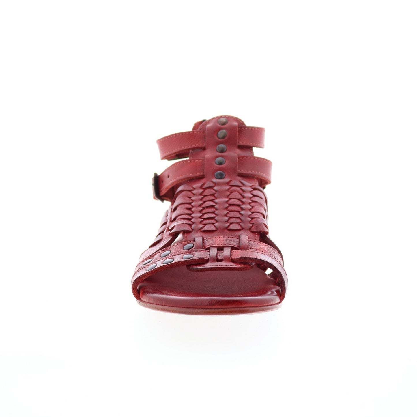 Bed Stu Claire III F373183 Womens Red Leather Zipper Strap Sandals Shoes