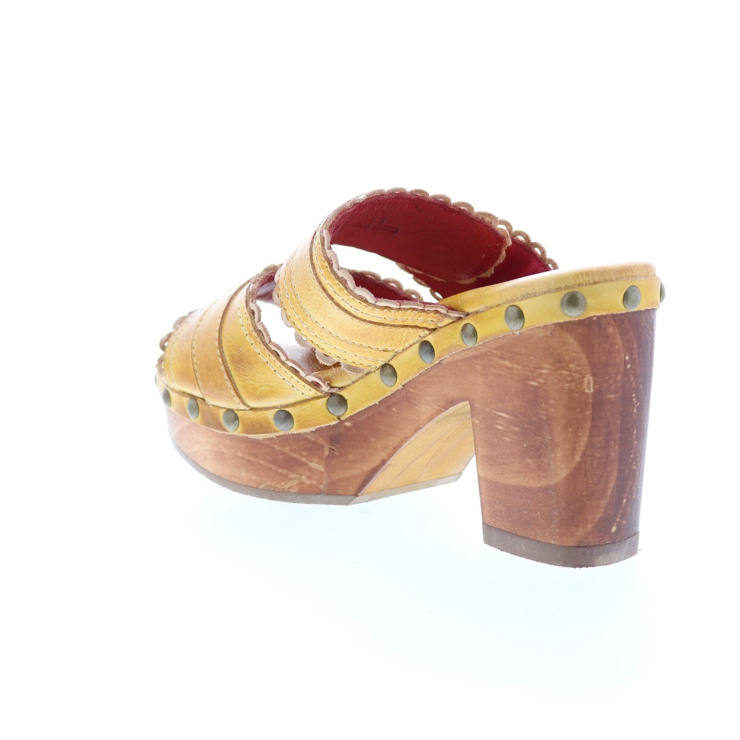 Bed Stu Poly F399033 Womens Yellow Leather Hook & Loop Wedges Heels Shoes