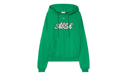 Varsity Print Cotton Hoodie "College Green" OMBB118S24FLE0055561