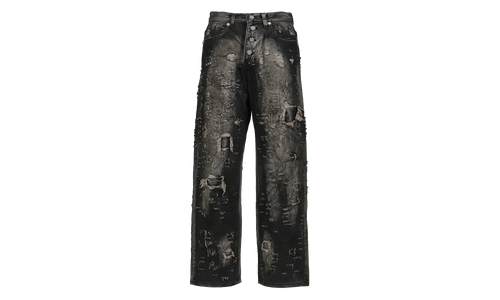 Hard-Washed Damaged Denim Pants "Black" TC25PT2002