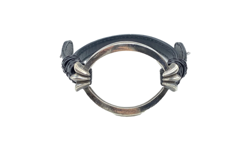 Open Oval Leather Bracelet "Black" CHRM0696