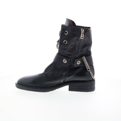 Faust Womens Black Leather Zipper Casual Dress Boots