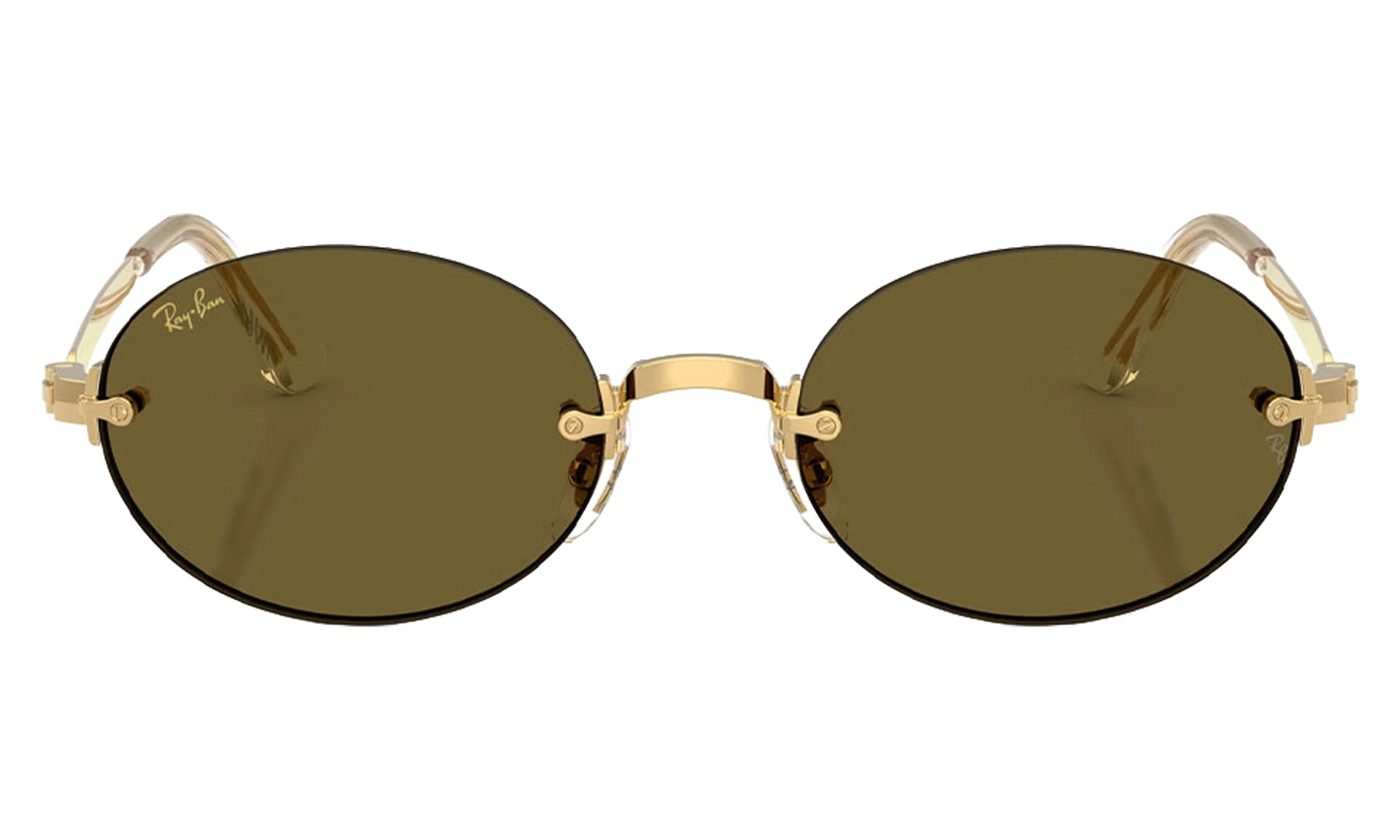 Ray-Ban Rimless "A$AP Rocky - Polished Arista Gold with Dark Brown Lens" RB3929 001 73