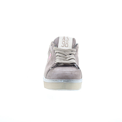Flanch Mens Gray Leather Lace Up Lifestyle Sneakers Shoes