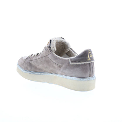 Flanch Mens Gray Leather Lace Up Lifestyle Sneakers Shoes