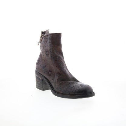 Jase Floral Womens Brown Leather Zipper Casual Dress Boots