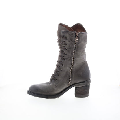 Jasper Womens Gray Leather Zipper Casual Dress Boots