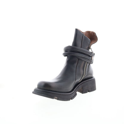 Lider Womens Black Leather Zipper Casual Dress Boots