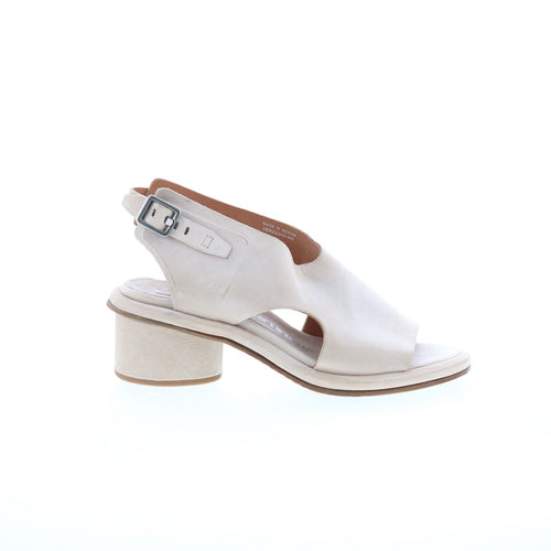 Lucca Womens Beige Leather Hook & Loop Heeled Sandals Shoes