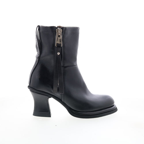 Nelle Womens Black Leather Zipper Casual Dress Boots