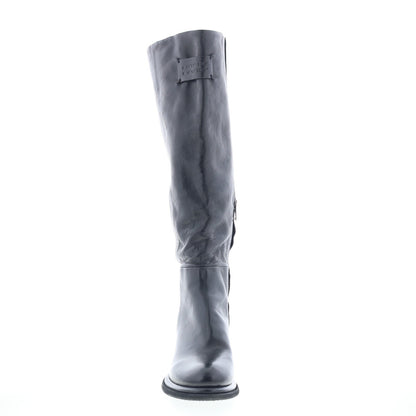 Nettie Womens Black Leather Zipper Knee High Boots