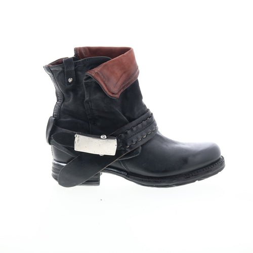 Sebastian Womens Black Leather Zipper Casual Dress Boots