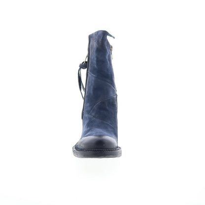 Stratford Womens Blue Leather Zipper Casual Dress Boots