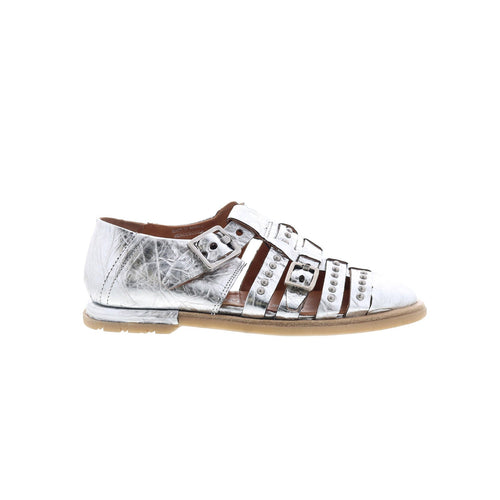 Thorpe Womens Silver Leather Hook & Loop Loafer Flats Shoes