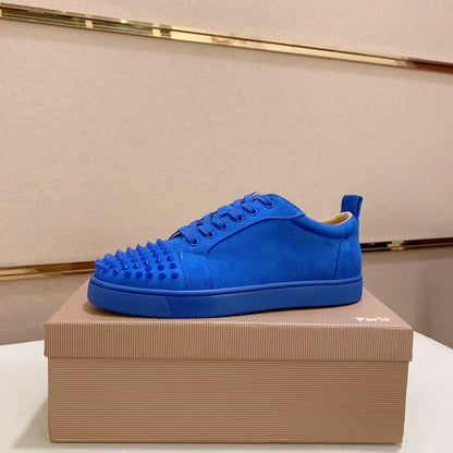 Louis Flat Calf Spikes Velour 'Electric Blue