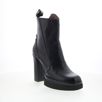 Vale Womens Black Leather Zipper Ankle & Booties Boots