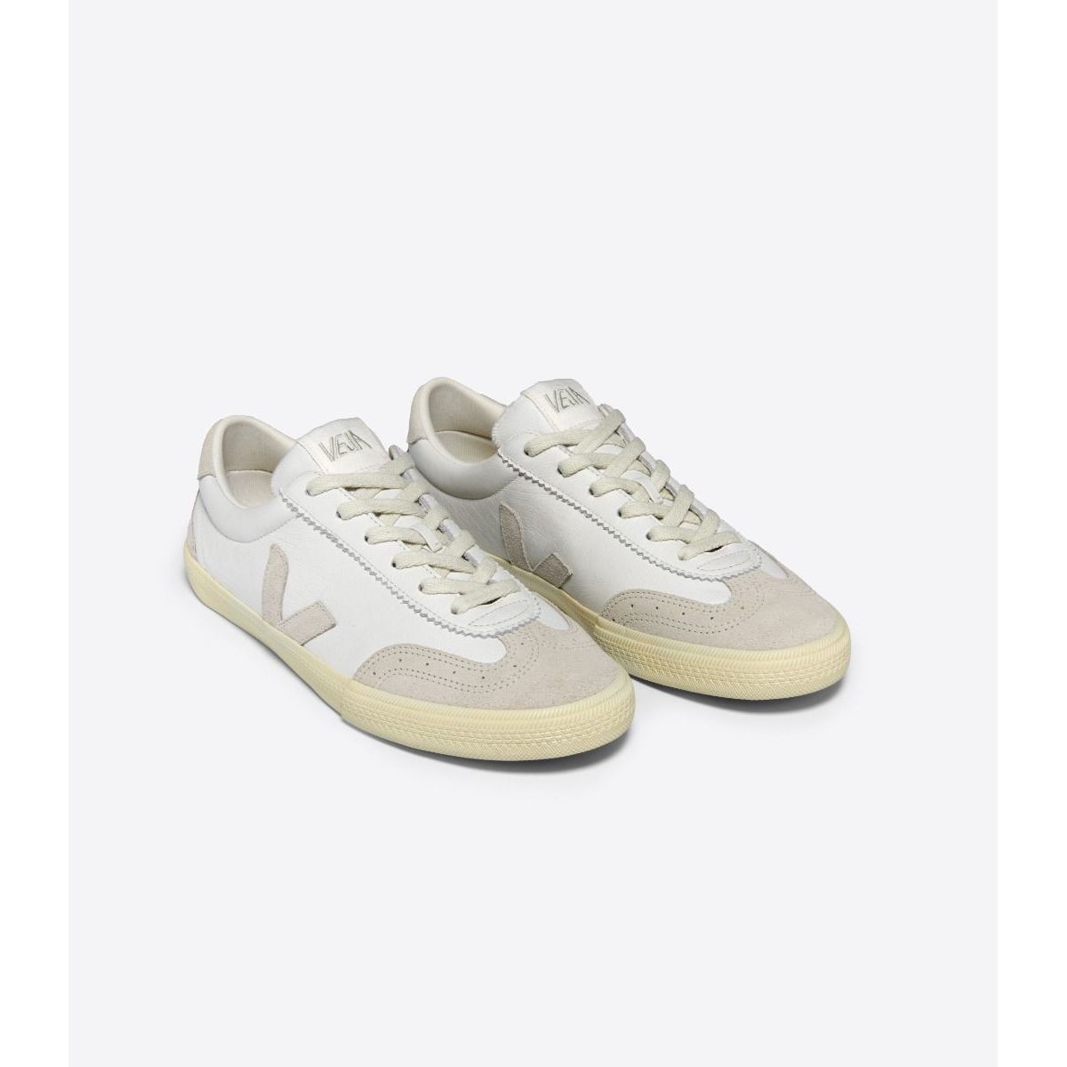 Women's Volley Leather Sneaker in White Natural